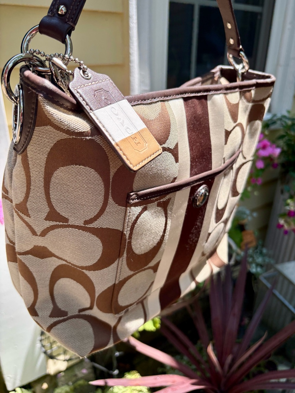 Vintage Coach Hampton’s Brown and Cream Signature Canvas Shoulder Bag